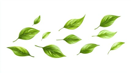 Wall Mural - Falling Green Leaves