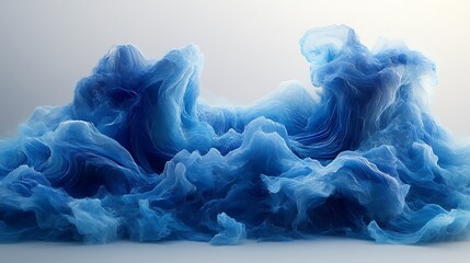 Wall Mural - Abstract Blue Wavelike Formation Digital Art