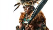 © Arthaphan - Mayan warrior in jaguar pelts ancient ruins gigapixel art vibrant environment heroic perspective