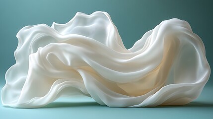 Sticker - White Fabric Draped in Elegant Waves and Folds