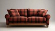 © gilemixmedia - This inviting sofa features a warm red plaid pattern with soft cushions, perfect for creating a cozy atmosphere in any living space or lounge area.