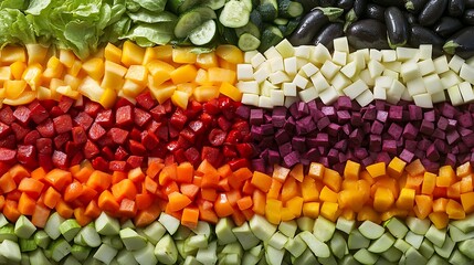 A colorful display of fresh vegetables and fruits