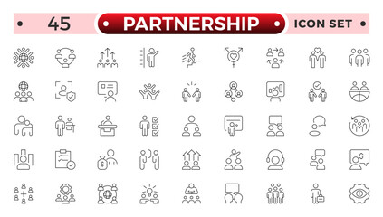 Wall Mural - Partnership outline icon set. Headhunting line icon set. Recruitment icon. set Included the icons as Job Interview, Career Path, Resume, Job hiring, Candidate and Human resource icons.