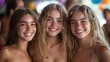© Fridocha - Three girls with confetti at a pool party