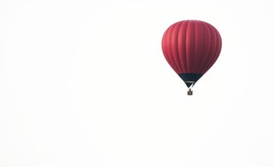 Wall Mural - red hot air balloon, isolated against white sky, minimalist composition, serene atmosphere, high-contrast photography, floating, adventure, freedom, solitary journey, crisp detail, clean background, s
