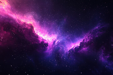 Wall Mural - Purple nebula glowing brightly in the depths of outer space.