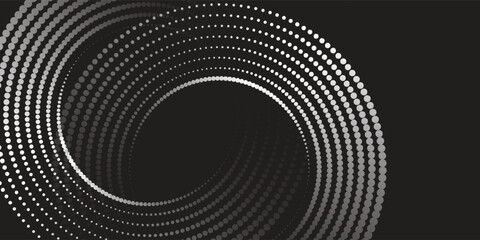 Wall Mural - 3d techno abstract background overlap layer on dark space with glowing white circles shape decoratio