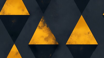 Wall Mural - Abstract gold triangles geometric pattern dark background, seamless texture for design