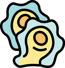 Poster - Two fried eggs with runny yolks are shown in this simple breakfast icon, perfect for food blogs and menus