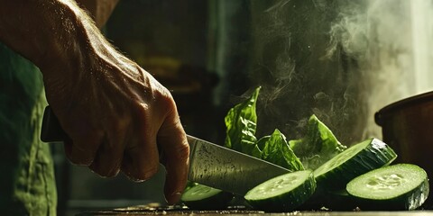 Wall Mural - Cutting Cucumbers