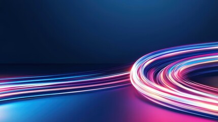 Wall Mural - a vibrant, abstract image showcasing dynamic light trails in blue, pink, and white against a dark ba