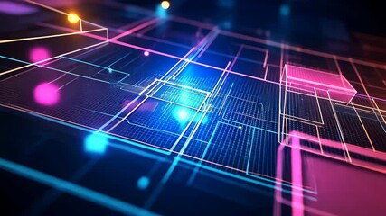 Poster - Dive into the mesmerizing world of digital art with this video, showcasing a dynamic interplay of vibrant colors and geometric grid patterns. Experience a kaleidoscope of light and innovation.