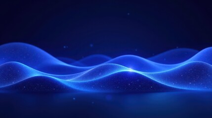 Poster - Abstract Blue Particle Wave Landscape A Serene Digital Rendering of Flowing Energy