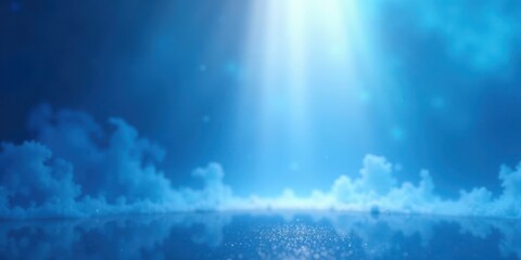 Poster - Serene Blue Sky Reflection with Sparkling Surface and Soft Clouds