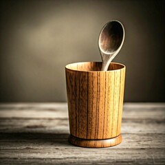 Wall Mural - Wooden cup and spoon