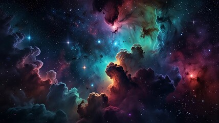 Wall Mural - space background with realistic nebula and shining stars. colorful cosmos with stardust and milky wa