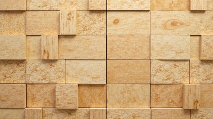Poster - Abstract Wooden Block Pattern Textured Light Brown Geometric Design for Backgrounds and Textures