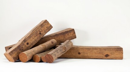 Poster - Rustic Weathered Wooden Beams Arranged Artistically on a Plain Background for Design Projects