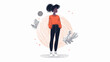 © Manny - Elegant Woman with Fashionable Hairstyle and Clothes Design in Wide Angle View