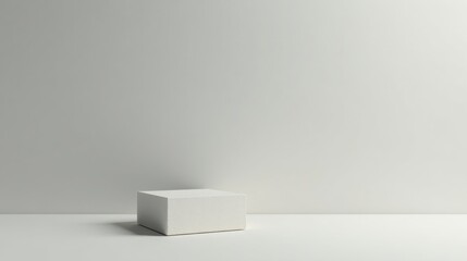 Poster - Simple White Cube on Minimalist Background, Perfect for Product Display or Mockup
