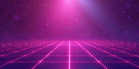 Leinwandbilder - Retro Futuristic Grid Background with Glowing Pink Lines and Soft Light Effects
