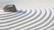 © AiAbstract - Serene Zen Garden with Rock Surrounded by Carefully Raked Sand in Wave Patterns for Tranquil Meditation Spaces