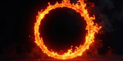 Poster - Fiery Ring of Inferno A blazing circular frame of intense fire, perfect for dramatic visuals and design projects needing a powerful symbol of energy and passion.