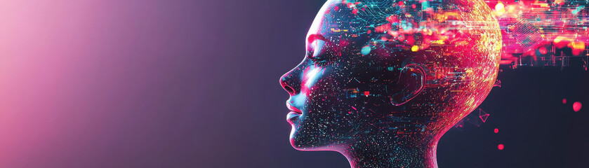 Wall Mural - vibrant depiction of glowing ai solutions and digital transformation