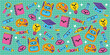 © Ezzy - Set of cute kawaii back to school element pattern background