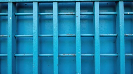 Poster - Azure Grid Pattern on a Metal Surface A Textured Background of Slightly Weathered Blue Metal