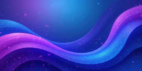 Poster - Abstract Vibrant Blue and Purple Swirling Waves Background Design with Glimmering Particles