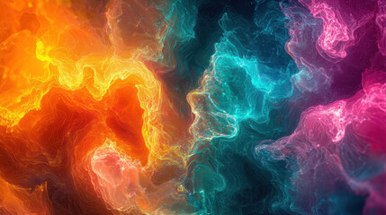 Wall Mural - vibrant abstract swirls of orange, blue, and pink create dynamic visual