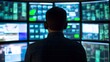 © pkproject - Cybersecurity Professional Monitoring Digital Threats on Multiple Glowing Screens