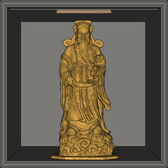 Wall Mural - Vector sketch illustration of traditional chinese ethnic wisdom holy god statue decoration design 