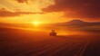© Photo - Working on an Irrigation System at Sunset on Farmland