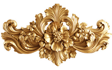 Single gold ornament decoration on white background