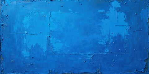Poster - Abstract Cobalt Blue Textured Surface with Layered Paint Application and Uneven Surface