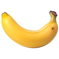 Single ripe yellow banana isolated on a white background.