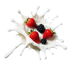 Wall Mural - Vibrant mixed berries Milk splash explosion