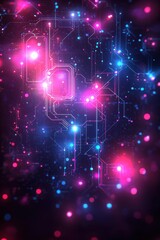 Wall Mural - abstract digital futuristic circuits glowing with vibrant pink and blue lights