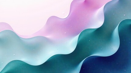 Poster - Abstract Pastel Wave Forms A Serene and Dreamlike Visual Composition of Intertwined Undulating Layers