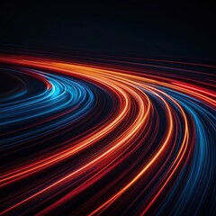 Poster - Dynamic light trails in vibrant red and blue on dark abstract background