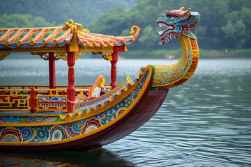 Beautiful holiday composition for happy celebrate chinese dragon boat festival, abstract vivid composition consists of fictional unreal fantastic vision on background