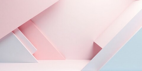 Fototapete - Abstract Pastel Geometric Shapes Minimalist Background Design Featuring Soft Pink and Light Blue Hues