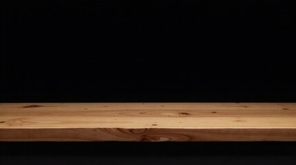 Poster - Clean, Light Wooden Surface Against a Dark Background, Ideal for Product Displays and Presentations