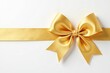 © intothestar - Classic gold ribbon bow, smooth satin texture, bright white background, gold ribbon, decorative, curve