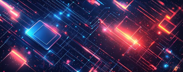 Wall Mural - futuristic digital circuit board visualizing data technology and network security