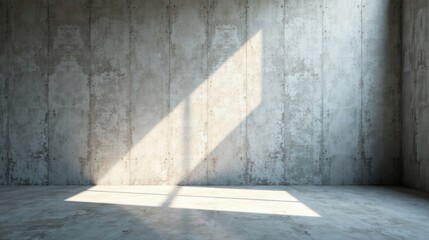 Poster - Empty Industrial Room with Sunlight Streaming Through a Window Illuminating the Concrete Floor and Walls