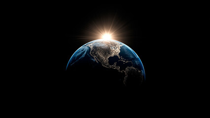 Wall Mural - view from space on the planet earth. cosmos space. view from orbit. night on the planet. atmosphere.