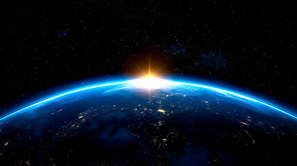 Wall Mural - view from space on the planet earth. cosmos space. view from orbit. night on the planet. atmosphere.